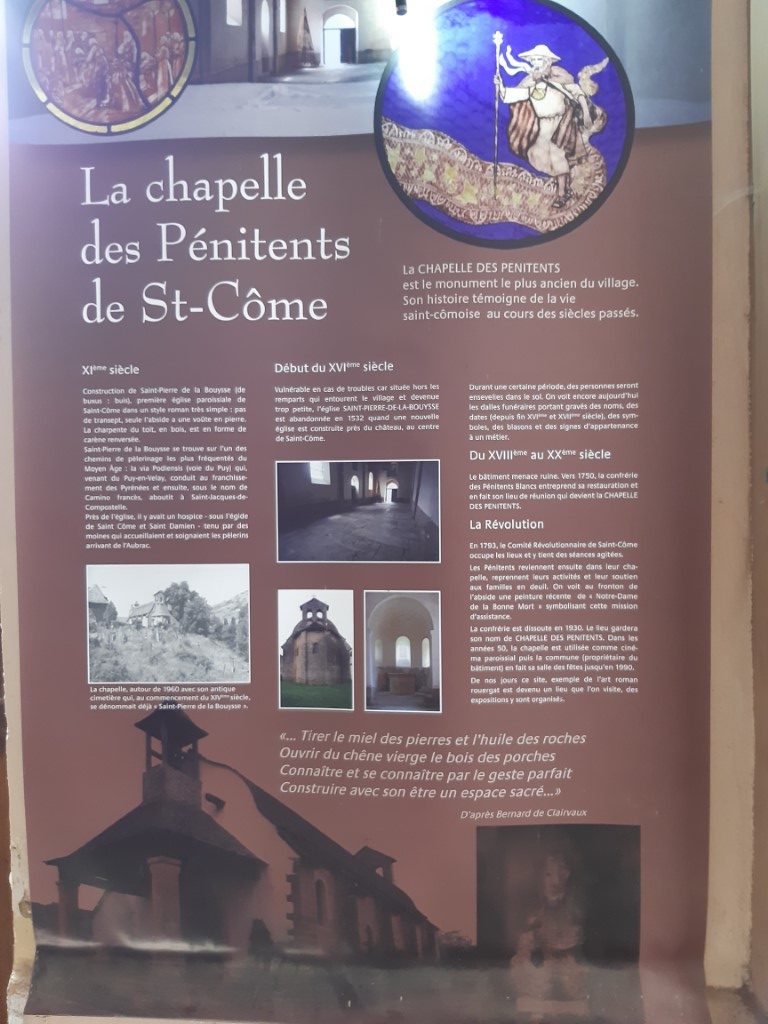 Saint-Côme-d'Olt Aveyron Chapelle des Pénitents informatiebord